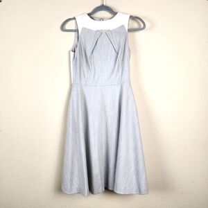 Antonio Melani A-Line Sleeveless Mid-length Career Dress Gray and White Size 0